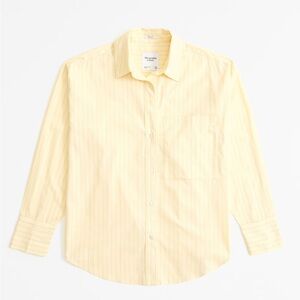 Abercrombie & Fitch   Oversized Poplin Shirt in Yellow Stripe